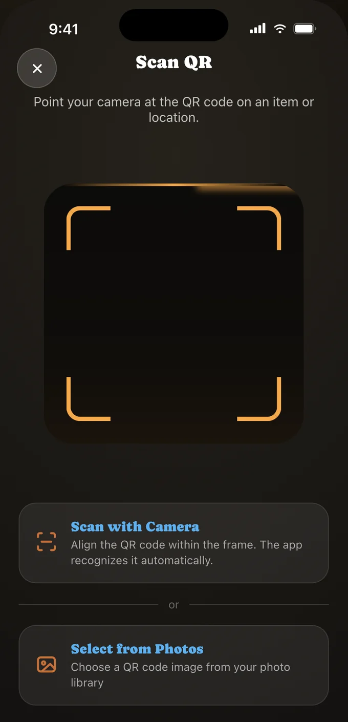 Scanning a QR code with the camera.
